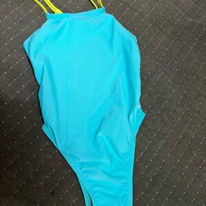 Speedo Kids Turquoise and Yellow One Piece Swimsuit